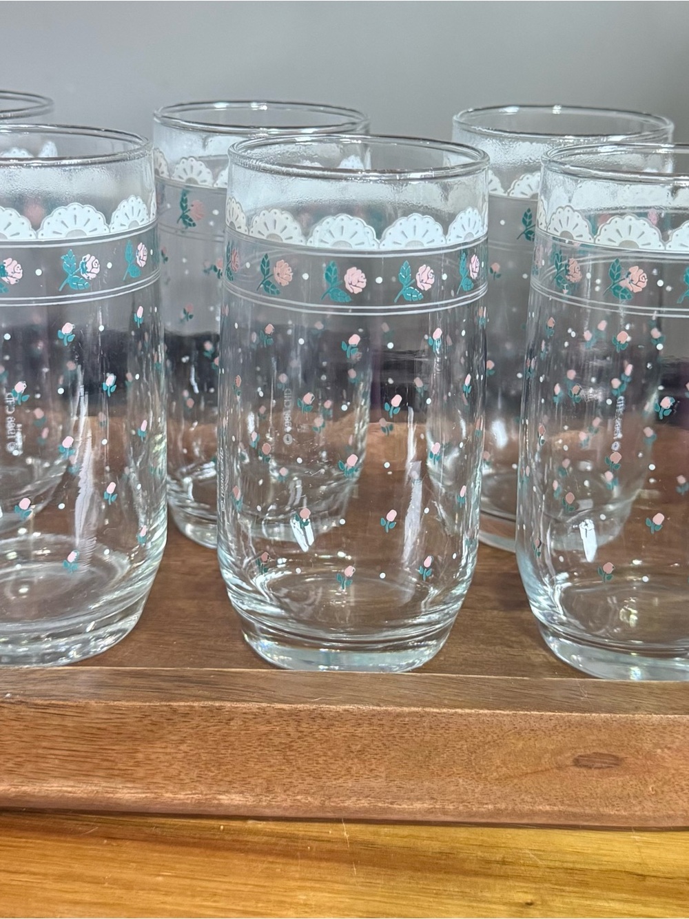 Set of 6 Vintage 1988 CHD Pink Rose Victoriana Collection Glass Tumblers